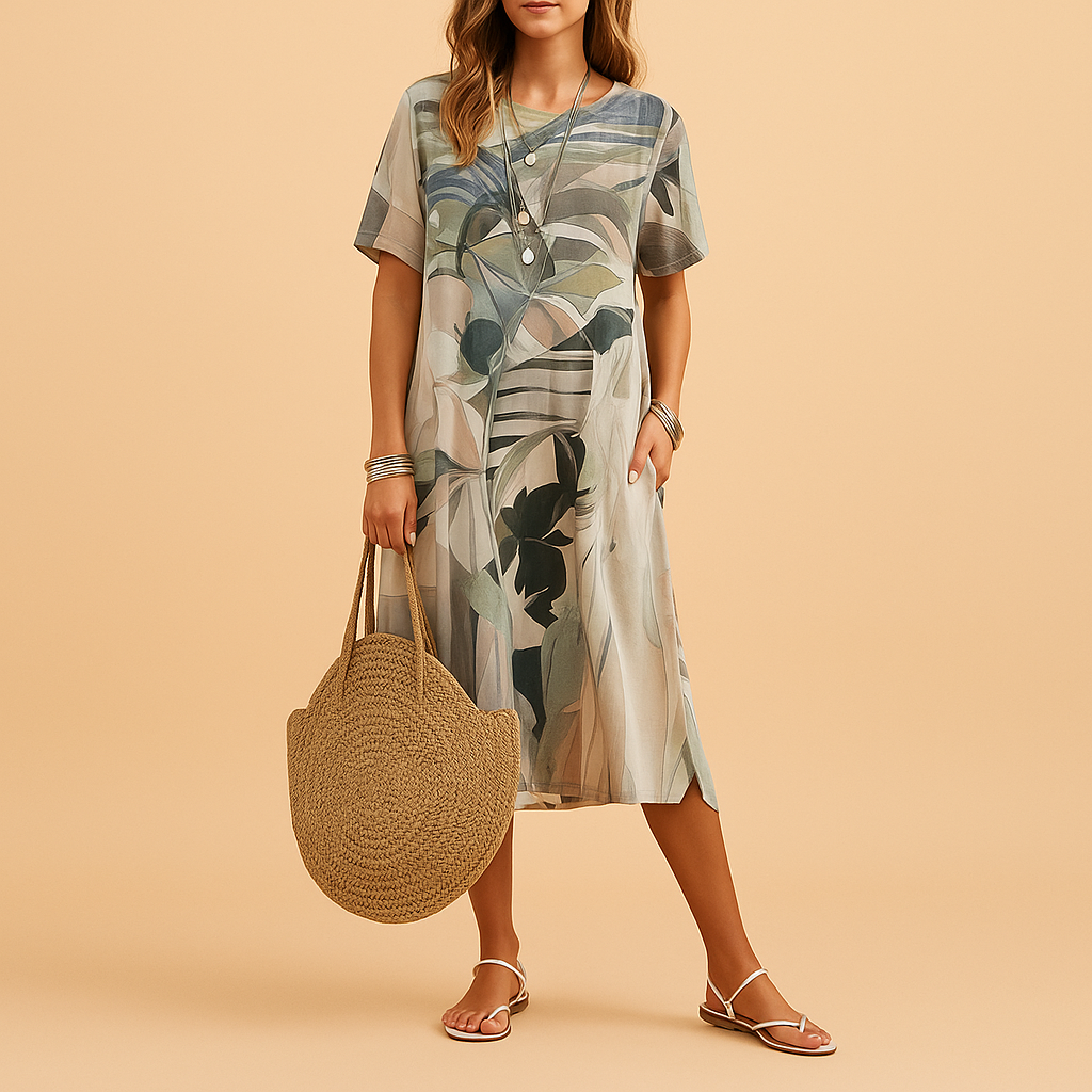 Women’s 3D print dress with hand-painted artistic pattern and vibrant colors — perfect for parties, art events, and stylish daily wear.