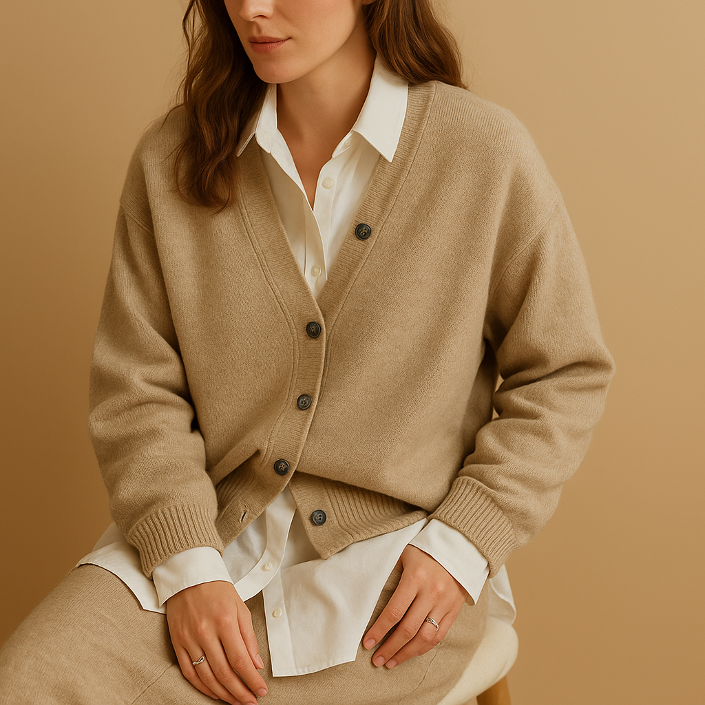 Women’s wool-look knitted sweater with soft non-itch texture and classic relaxed fit, perfect for casual outings and cozy evenings.