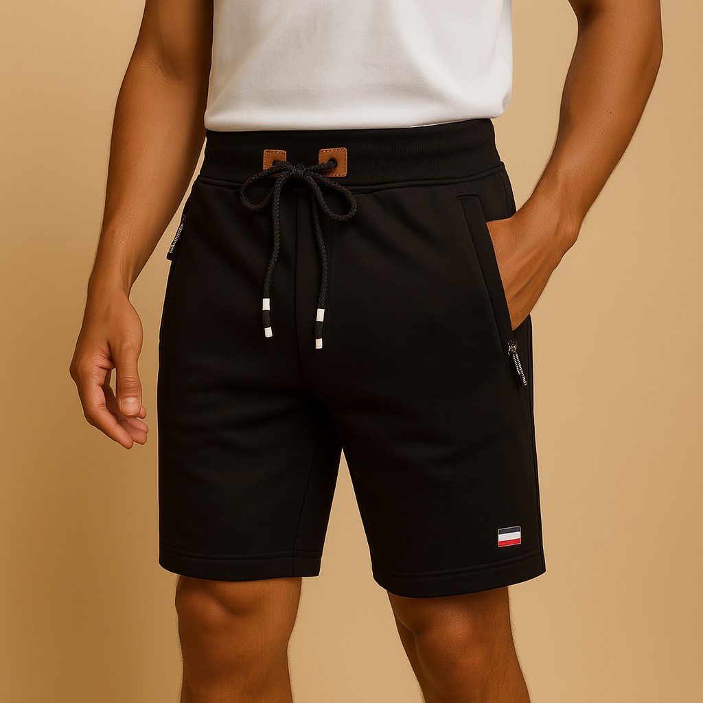 Men’s breathable athletic shorts with elastic waistband and multiple pockets, perfect for travel, workouts, and casual outdoor activities.