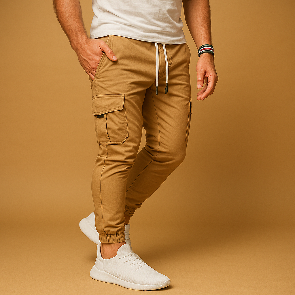 Men’s cargo pants with multiple pockets and a comfortable straight fit, ideal for outdoor adventures, travel, and everyday casual wear.