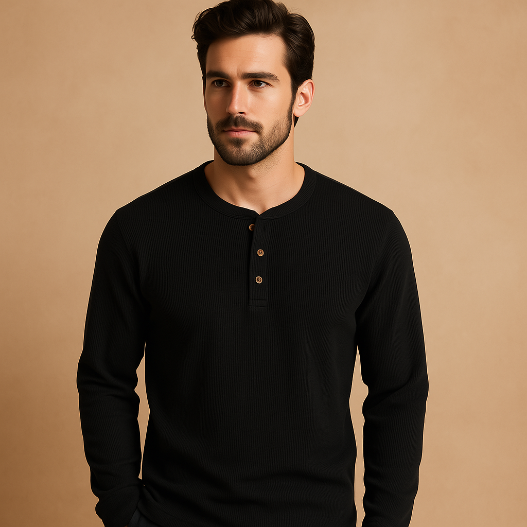 Men’s casual long sleeve shirt with a relaxed fit, available in neutral and seasonal colors, perfect for daily wear and casual occasions.