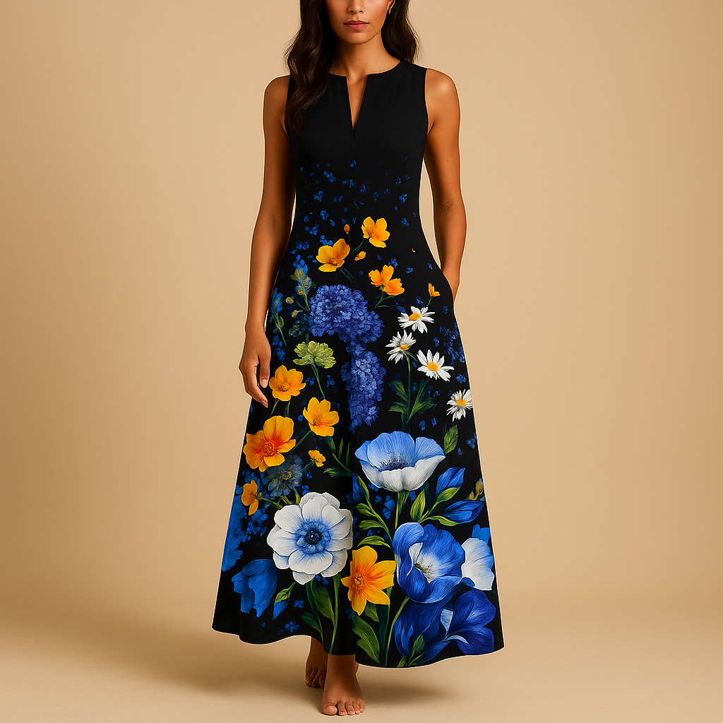 Colorful summer dress for women with lightweight breathable fabric and bold print, perfect for casual days, parties, and vacations.