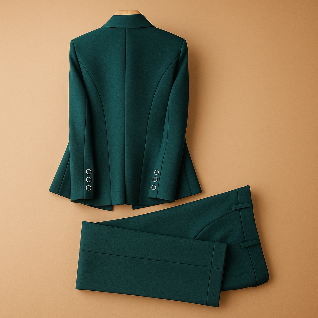 Women’s elegant blazer and pant set with tailored fit, perfect for business meetings, formal occasions, and versatile styling.