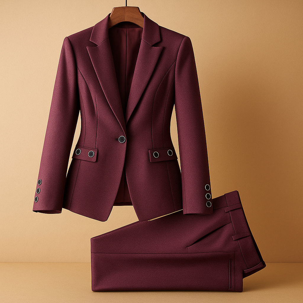 Women’s elegant blazer and pant set with tailored fit, perfect for business meetings, formal occasions, and versatile styling.