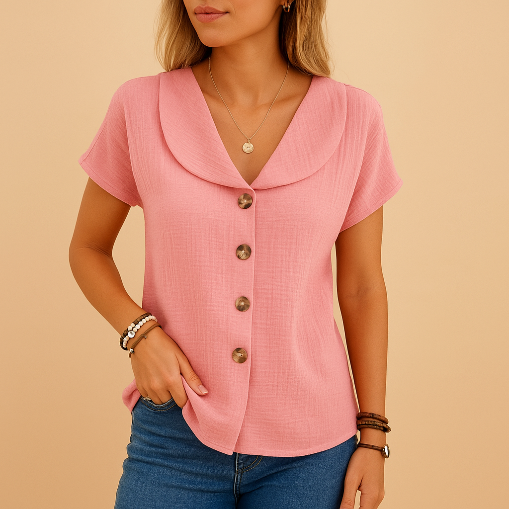 Women’s elegant button-up blouse with collar and breathable fit, perfect for casual and semi-formal occasions.