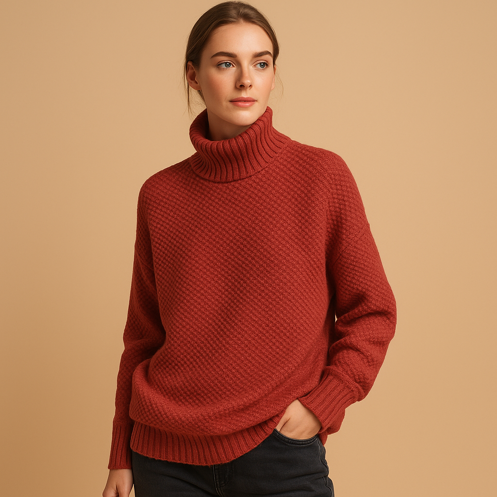Elegant women’s turtleneck sweater with a classic fit and soft collar, ideal for casual and formal outfits in any season.