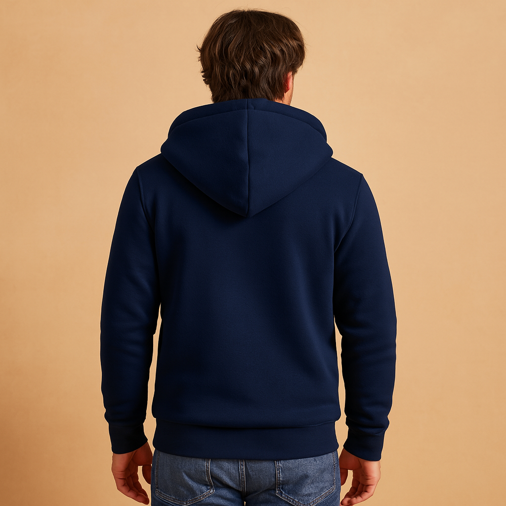 Men’s fleece sweater with fur lining in dark gray, black, and navy blue, warm, stylish, and perfect for autumn and winter wear.
