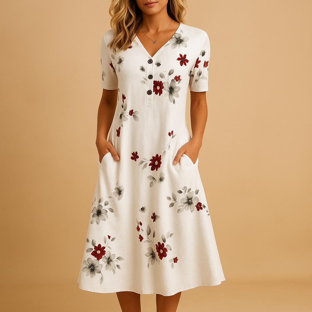 Floral summer dress for women with a lightweight, breathable fit and floral print, perfect for casual days, summer events, and parties.