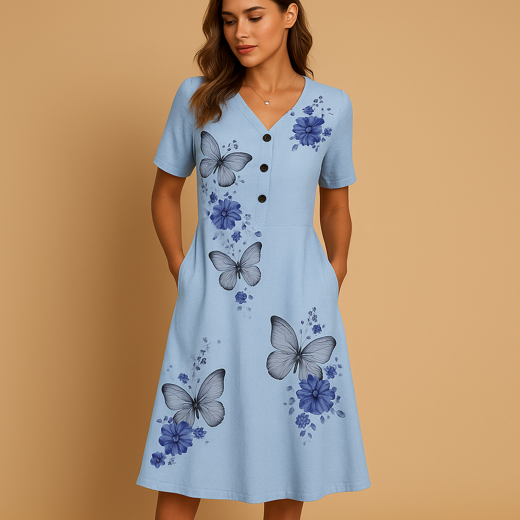 Floral summer dress for women with a lightweight, breathable fit and floral print, perfect for casual days, summer events, and parties.
