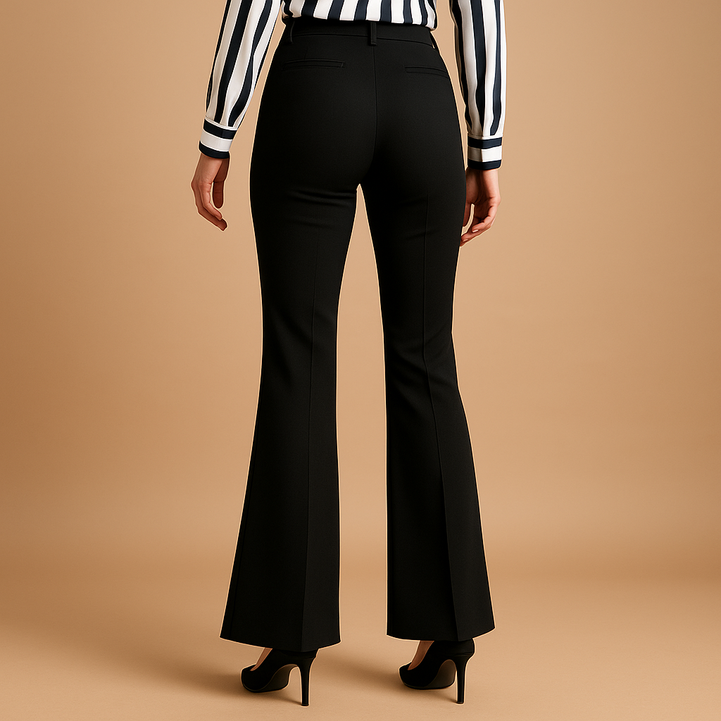 Women’s high waist flared pants with slimming fit, wide-leg design, and practical pockets, ideal for work, casual days, or formal outfits.
