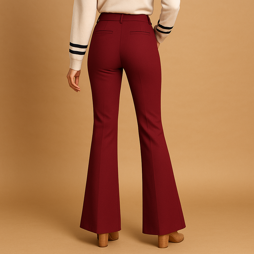 Women’s high waist flared pants with slimming fit, wide-leg design, and practical pockets, ideal for work, casual days, or formal outfits.