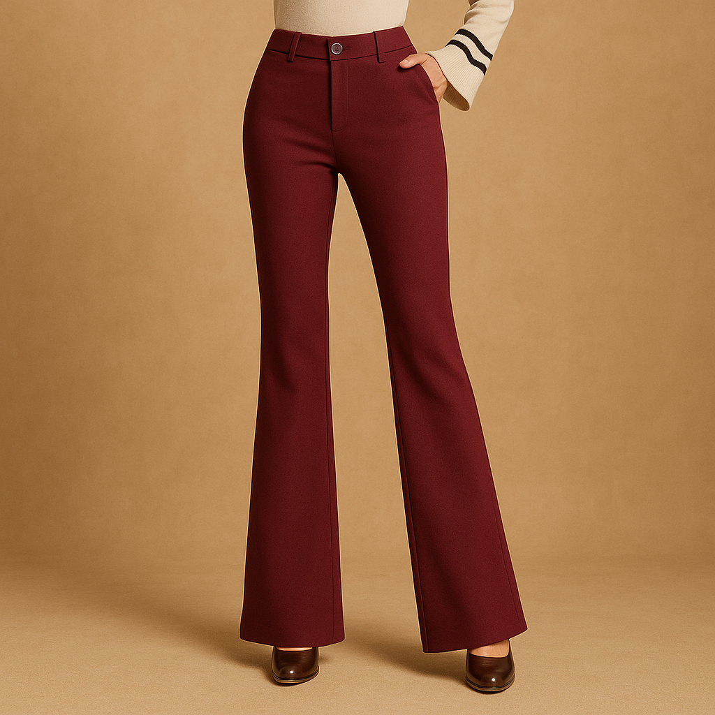 Women’s high waist flared pants with slimming fit, wide-leg design, and practical pockets, ideal for work, casual days, or formal outfits.