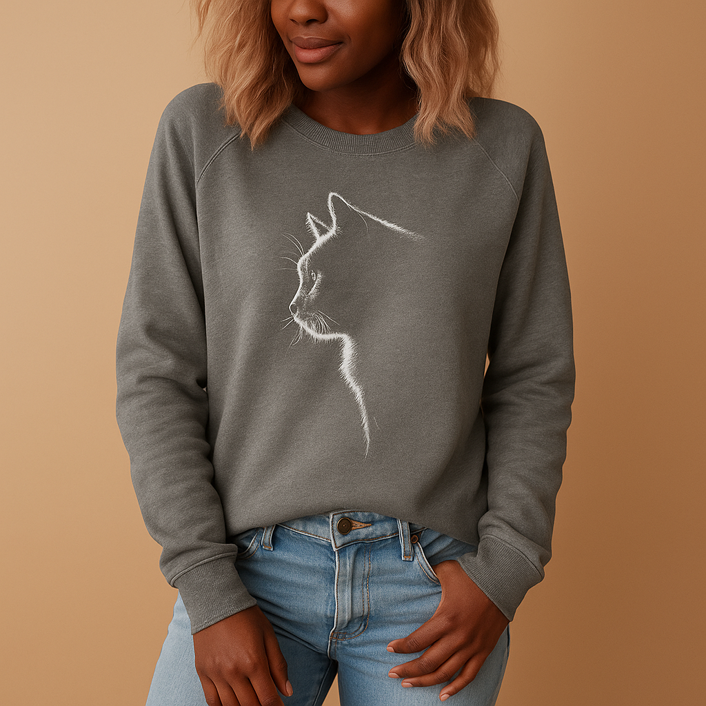 Women’s knitted sweater with playful cat print, relaxed fit, and soft cotton blend. Perfect for casual wear, cozy evenings, or outings with friends.