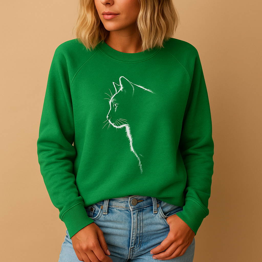 Women’s knitted sweater with playful cat print, relaxed fit, and soft cotton blend. Perfect for casual wear, cozy evenings, or outings with friends.
