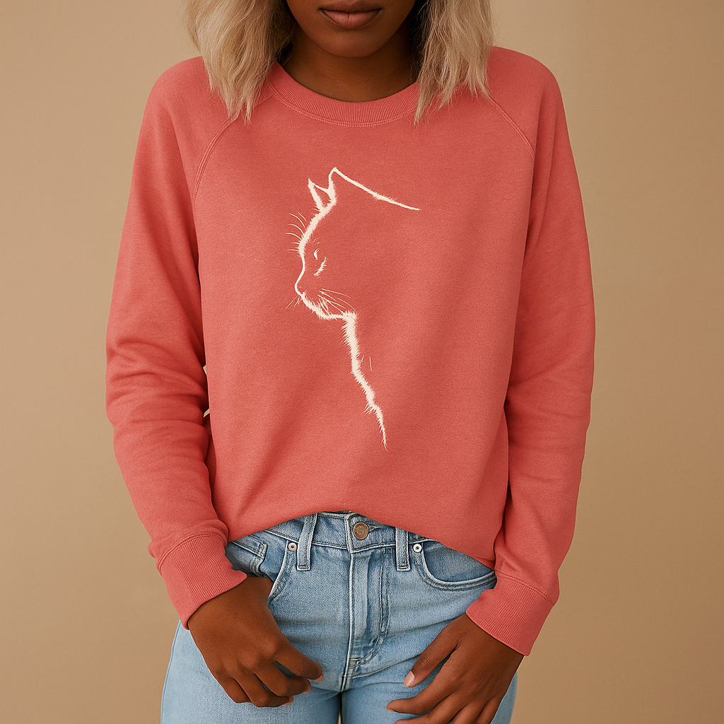 Women’s knitted sweater with playful cat print, relaxed fit, and soft cotton blend. Perfect for casual wear, cozy evenings, or outings with friends.