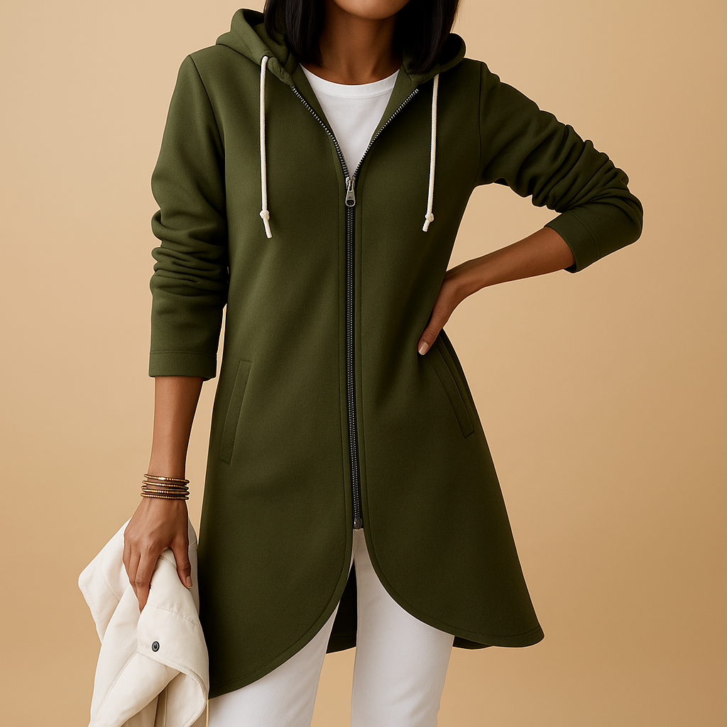 Knitted women’s zip cardigan with relaxed fit and soft fabric, perfect for daily wear, work, and weekend outfits.