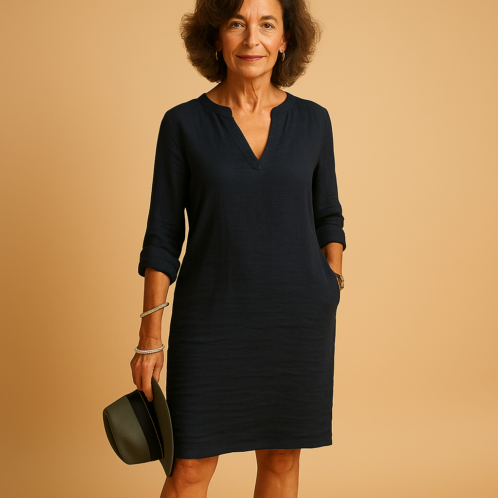 Light summer dress for women with airy breathable fabric and flattering fit, ideal for beach walks and sunny casual occasions.