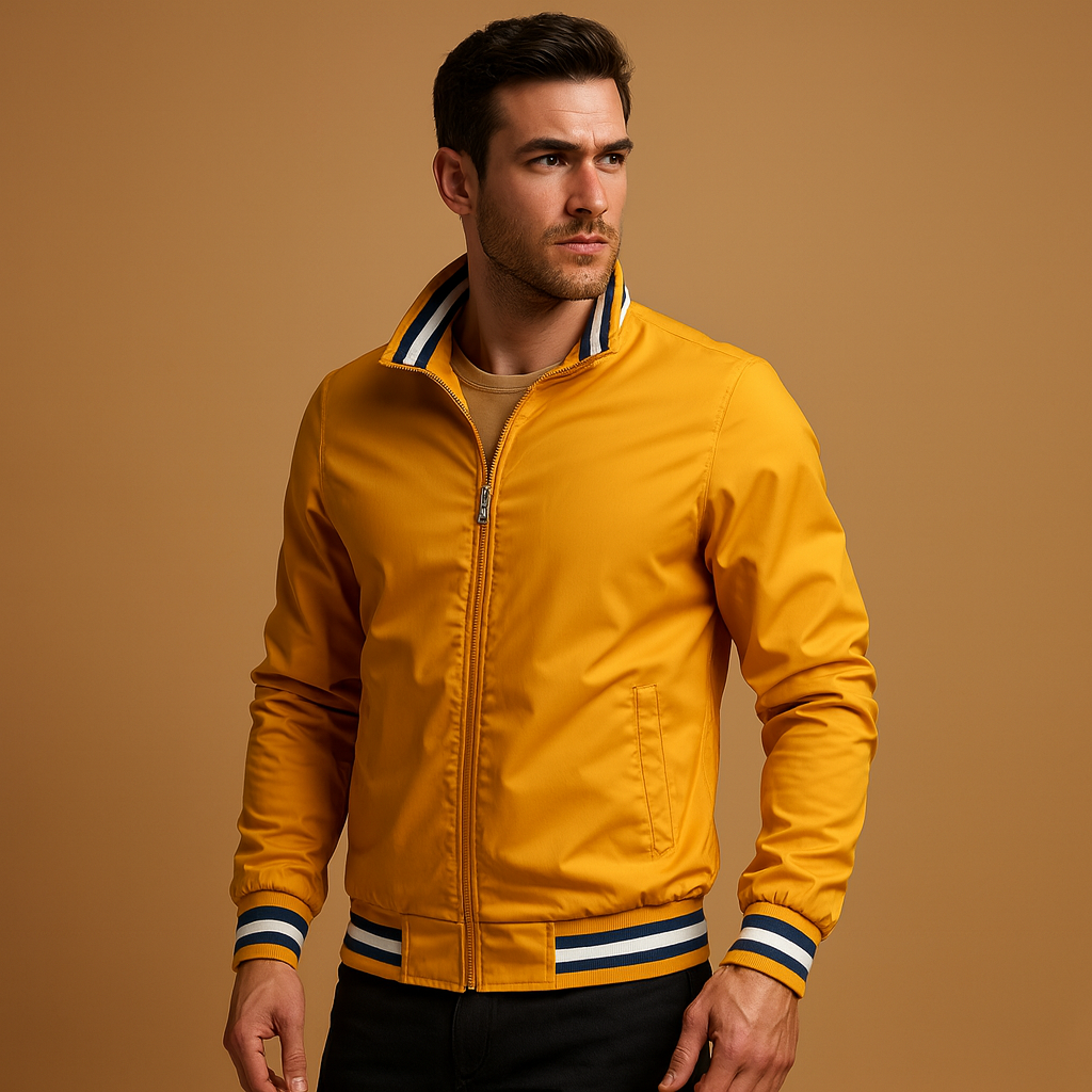 Men’s lightweight breathable summer jacket with zipper and timeless design, ideal for casual and formal wear during warm days.