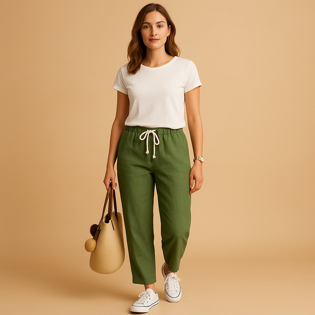 Women’s lightweight casual pants with breathable fabric and flexible fit, perfect for spring, casual wear, and active days.