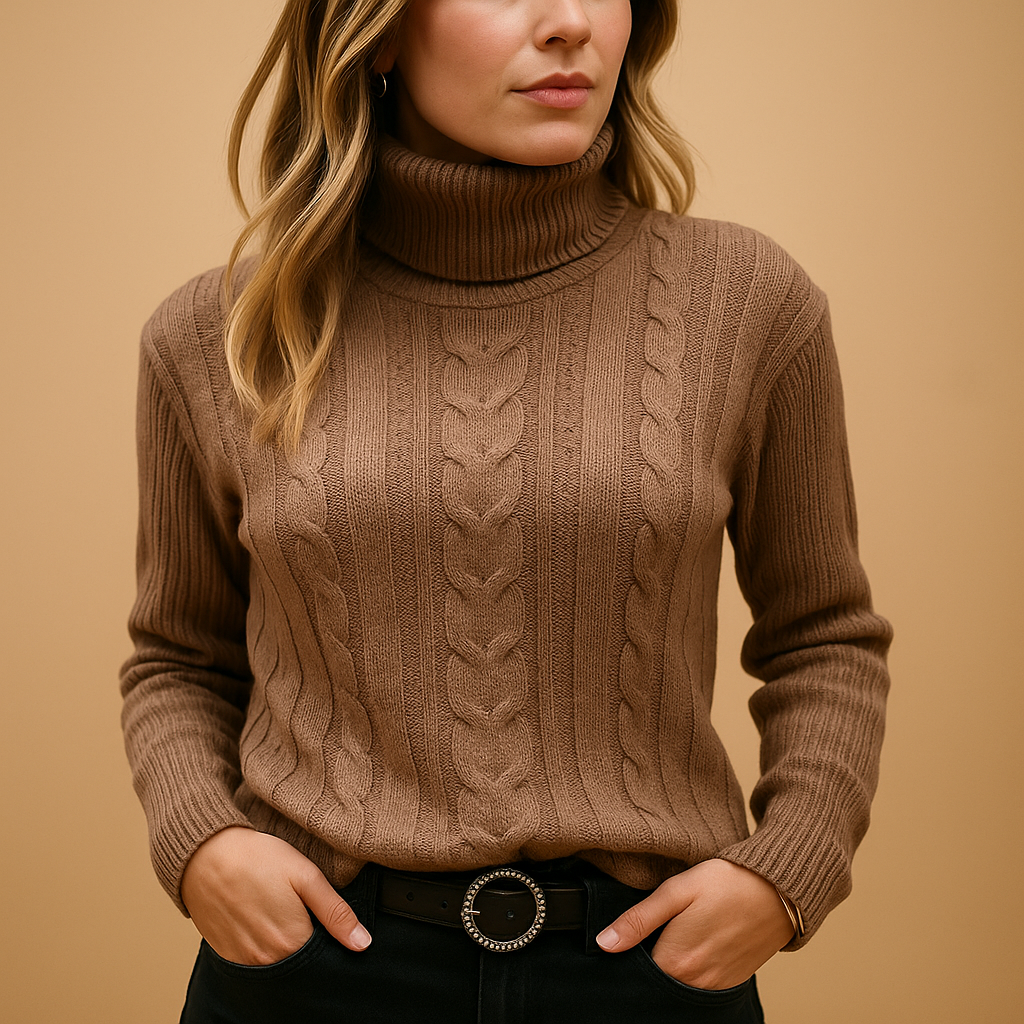 Women’s lightweight turtleneck sweater with relaxed fit and minimalist design, made from soft breathable fabric. Ideal for casual, work, or everyday wear.