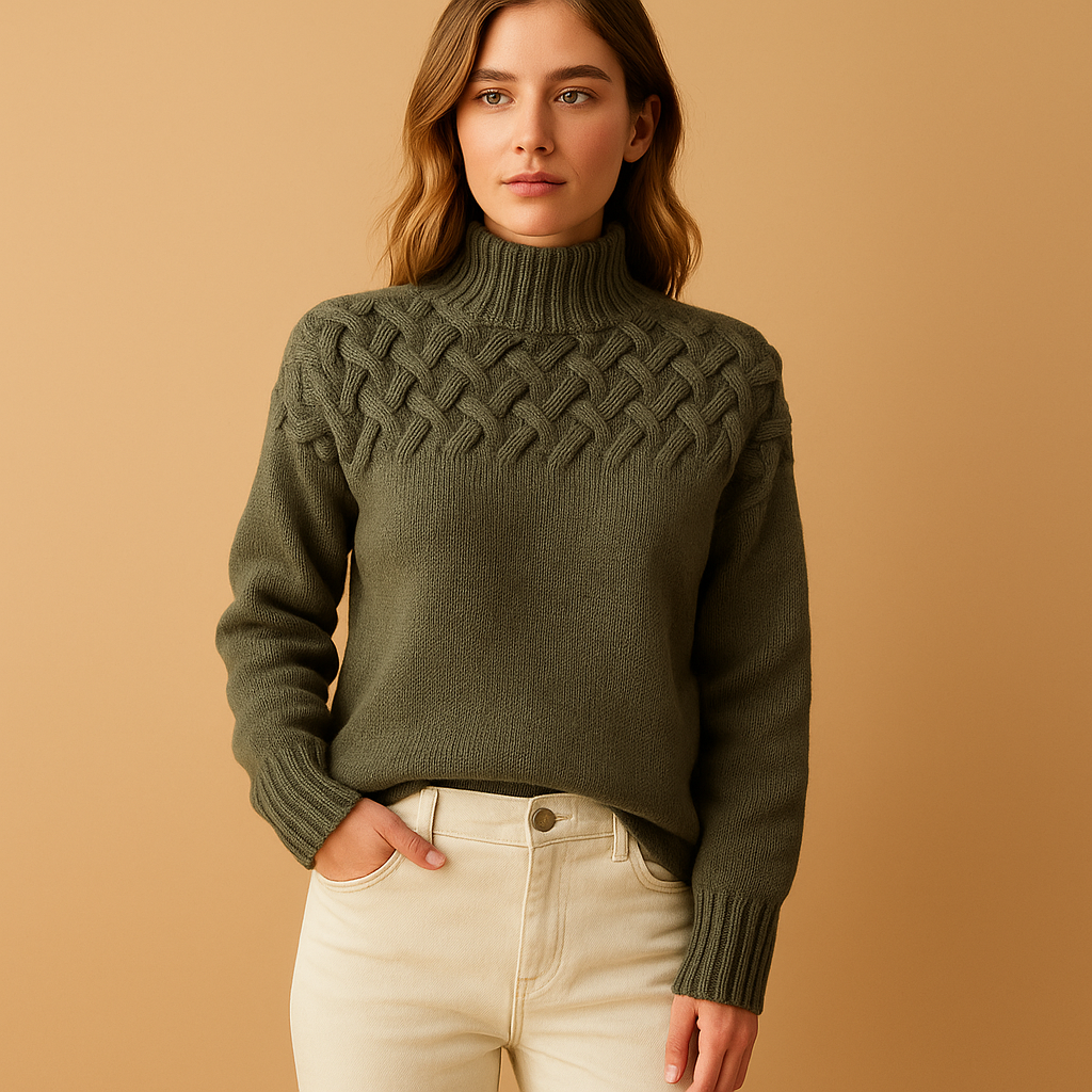 Women’s long turtleneck sweater with flattering fit, available in pink, green, and blue. Perfect for winter warmth, casual wear, or elegant styling.