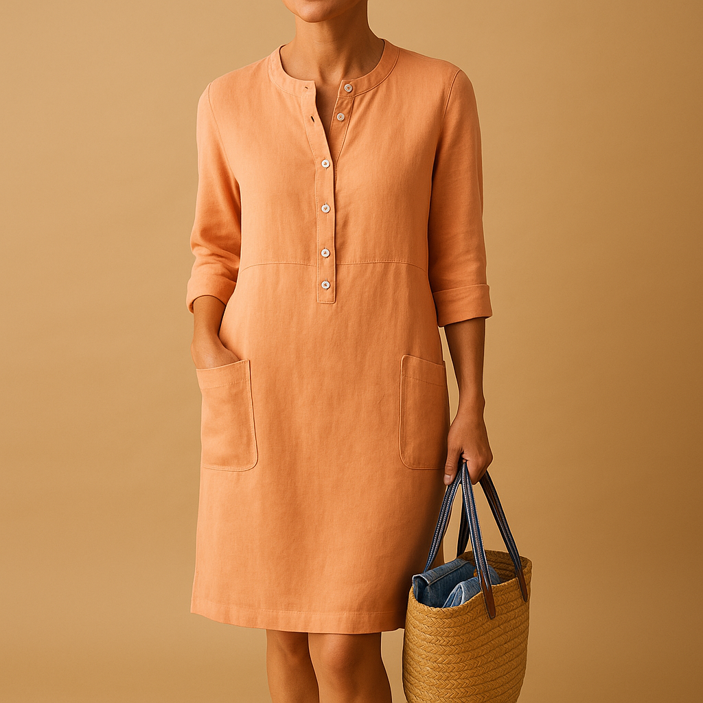 Minimalist midi dress for women with lightweight fabric and elegant tailored fit, perfect for work, daily wear, and formal occasions.