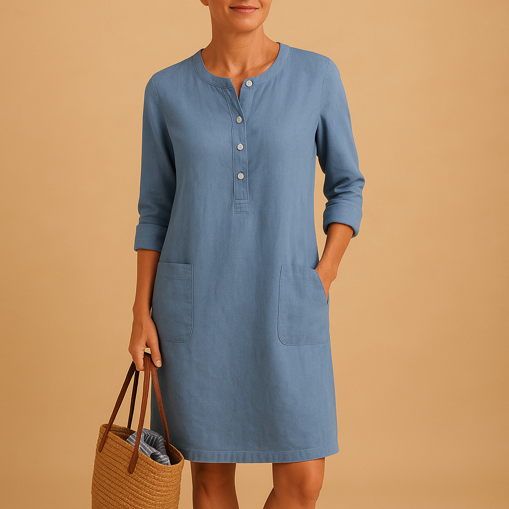 Minimalist midi dress for women with lightweight fabric and elegant tailored fit, perfect for work, daily wear, and formal occasions.