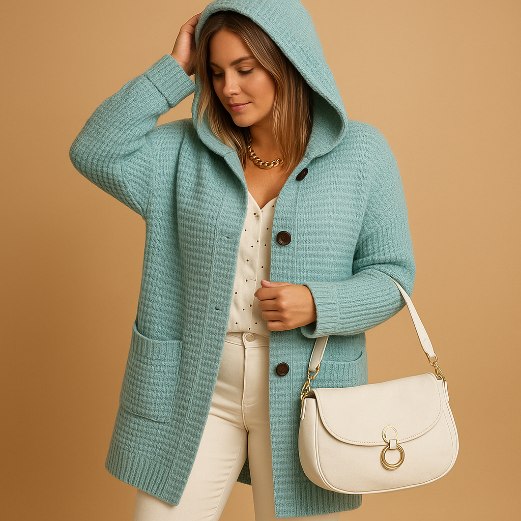 Women’s open knit cardigan with relaxed fit, soft breathable fabric, and minimalist design. Perfect for autumn, winter layering, or cozy at home.