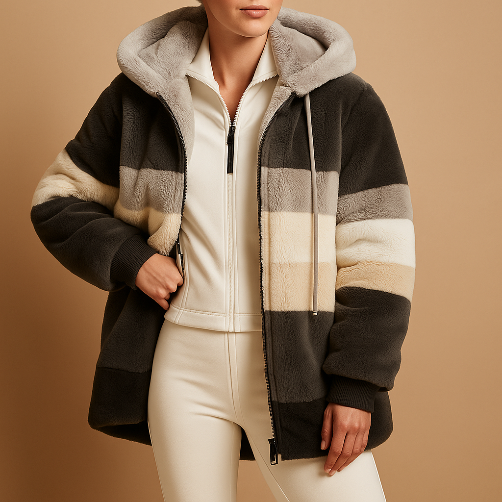 Women’s oversized vintage knitted jacket with side pockets, warm knit fabric, available in six vintage-inspired colors.