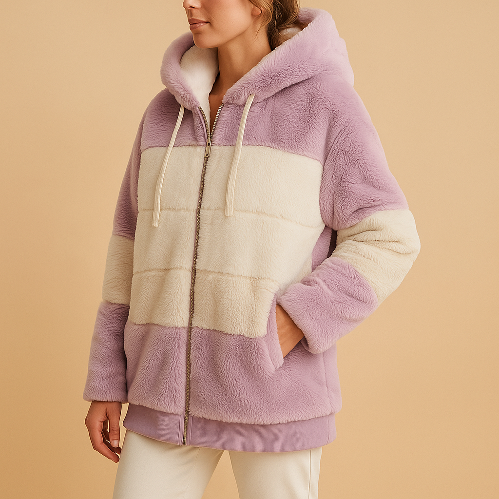 Women’s oversized vintage knitted jacket with side pockets, warm knit fabric, available in six vintage-inspired colors.