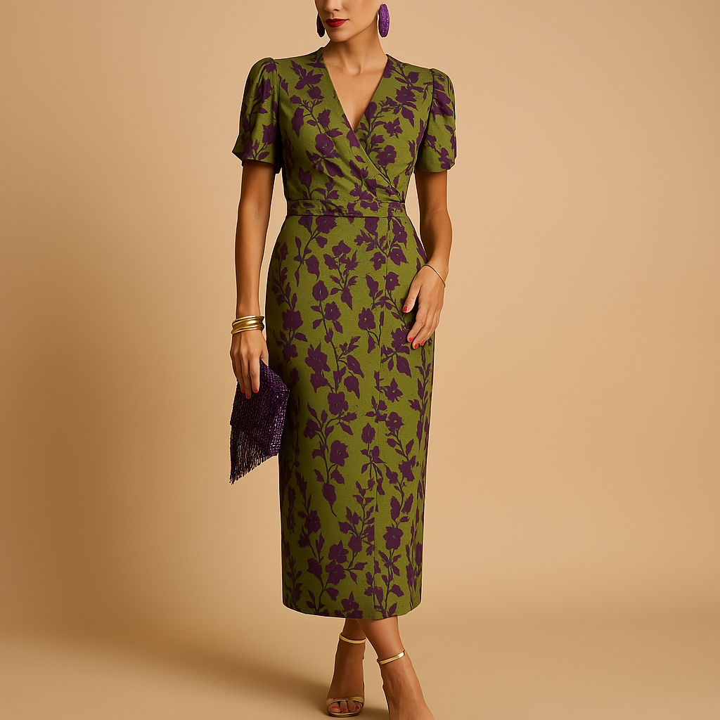 Puff sleeve elegant dress for women with a flattering fit and refined silhouette, perfect for dinners, parties, and special occasions.