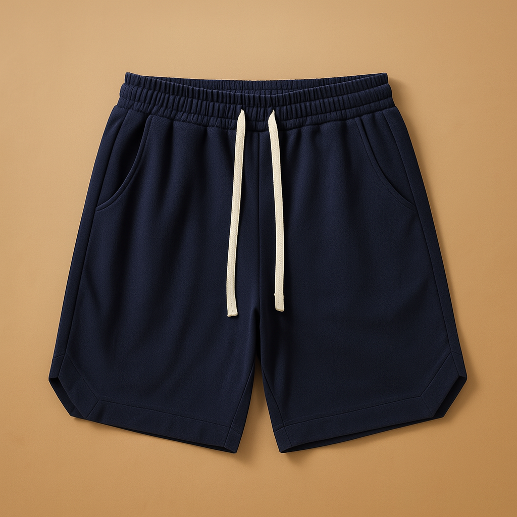 Men wearing Chase retro sports shorts with elastic waistband, lightweight and breathable design ideal for sports, leisure, and outdoor activities.