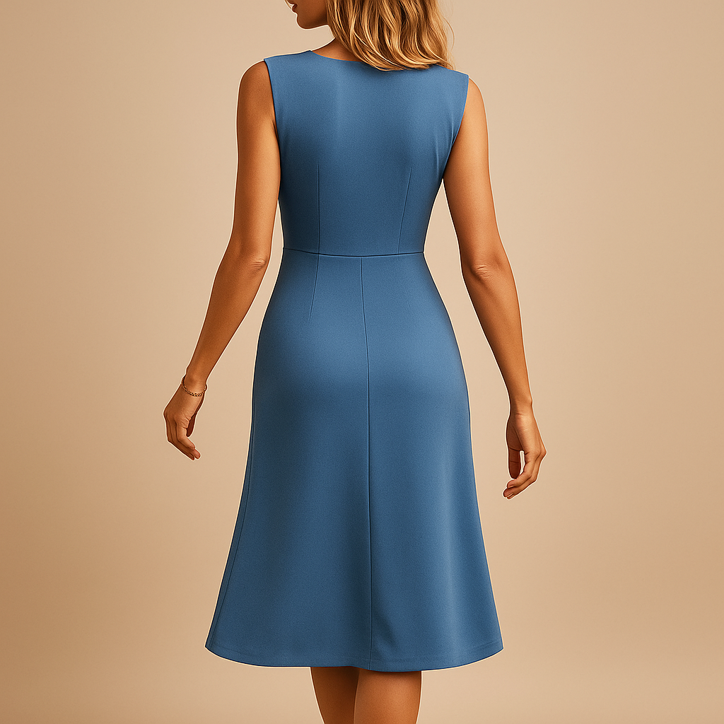 Women’s sleeveless summer dress with breathable fabric and knee-length fit, perfect for warm days, vacations, and summer parties.