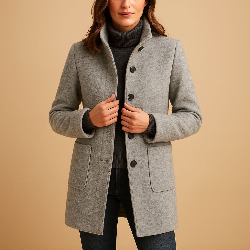 Soft winter coat for women with relaxed fit, elegant details, and warm fabric—perfect for casual outings, winter walks, or everyday wear.
