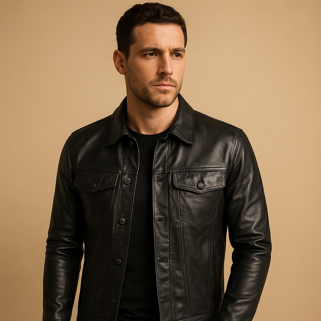 Men’s stylish biker jacket with sleek fit and modern streetwear details, ideal for motorcycle rides and casual everyday wear.