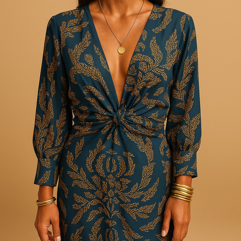 Women’s sustainable A-line dress in eco-friendly cotton blend with a flattering fit, perfect for work, casual wear, and formal occasions.