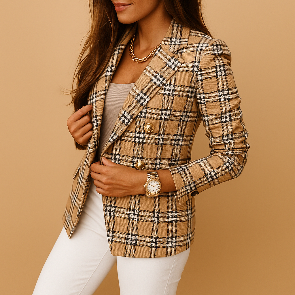 Tailored blazer for women with a flattering fitted silhouette and functional pockets, ideal for work, events, or casual chic outfits.