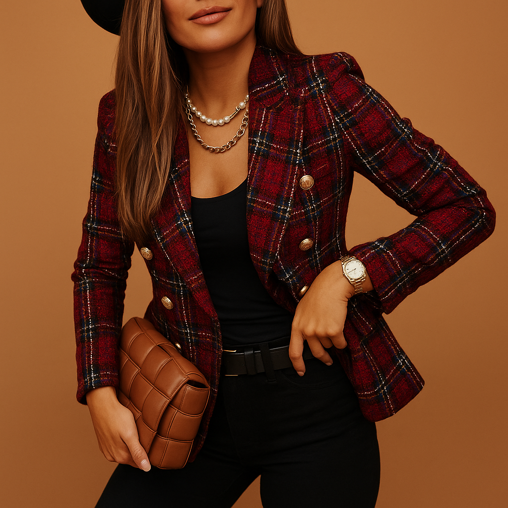 Tailored elegant blazer for women with a refined fitted silhouette and timeless design, ideal for work, formal events, or chic casual looks.