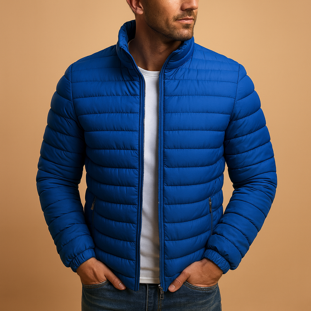 Men’s trendy quilted summer jacket with lightweight design, perfect for spring and summer wear, ideal for casual or smart looks.