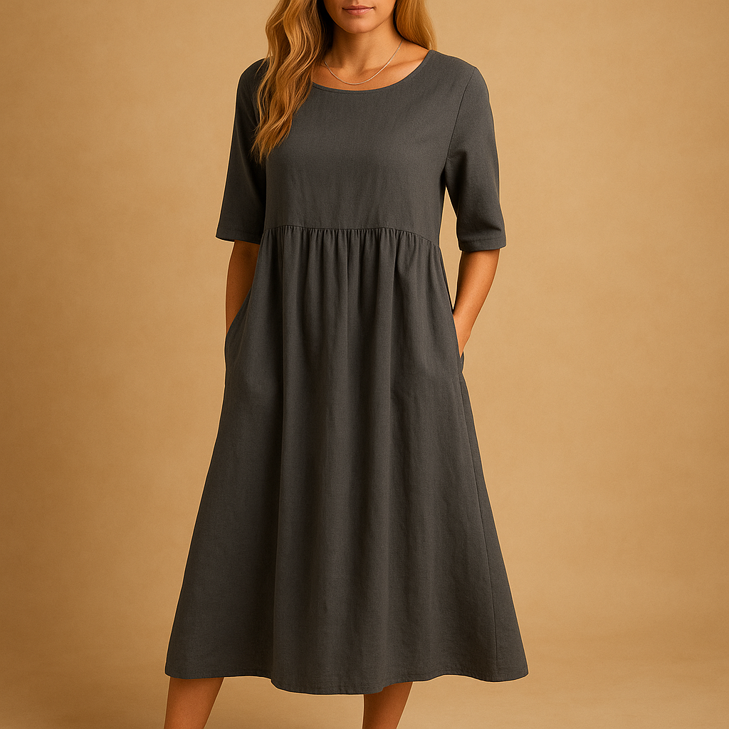 Vintage midi dress for women with an elegant silhouette and retro-inspired style, perfect for all seasons and special occasions.