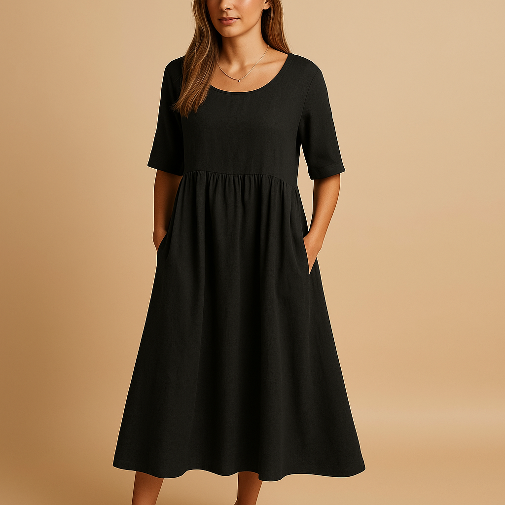 Vintage midi dress for women with an elegant silhouette and retro-inspired style, perfect for all seasons and special occasions.