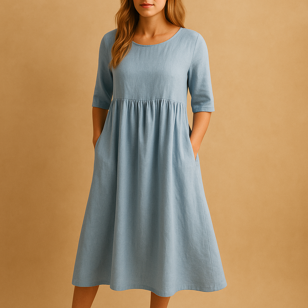 Vintage midi dress for women with an elegant silhouette and retro-inspired style, perfect for all seasons and special occasions.