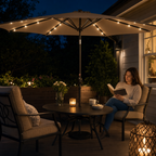 10 ft Solar LED Patio Umbrella with Tilt and Crank for Backyard