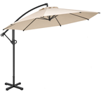 10 ft Offset Patio Umbrella with Tilt Adjustment and Cross Base