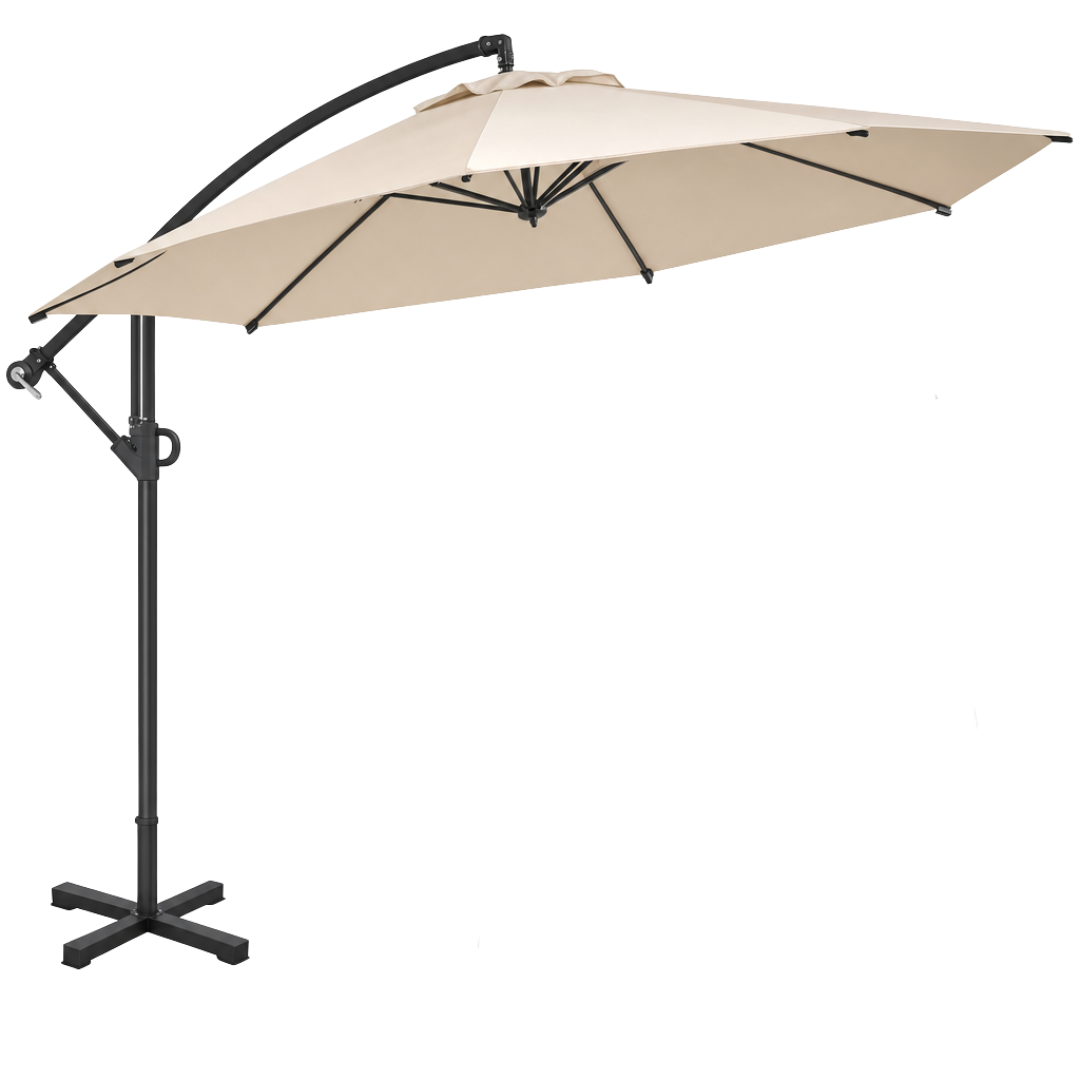 10 ft Offset Patio Umbrella with Tilt Adjustment and Cross Base