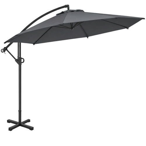 10 ft Offset Patio Umbrella with Tilt Adjustment and Cross Base