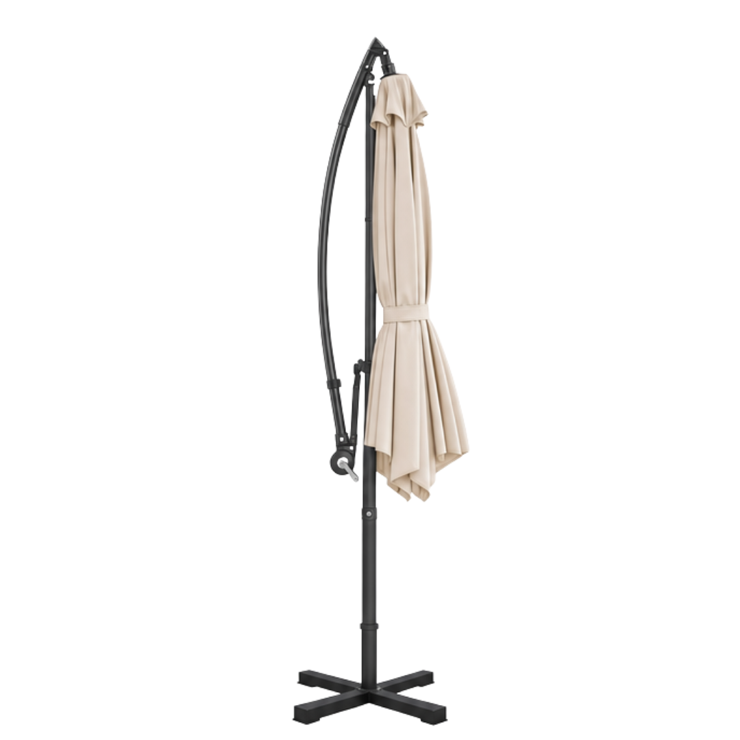 10 ft Offset Patio Umbrella with Tilt Adjustment and Cross Base