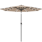 10 ft Solar LED Patio Umbrella with Tilt and Crank for Backyard