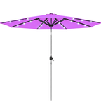 10 ft Solar LED Patio Umbrella with Tilt and Crank for Backyard