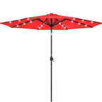 10 ft Solar LED Patio Umbrella with Tilt and Crank for Backyard